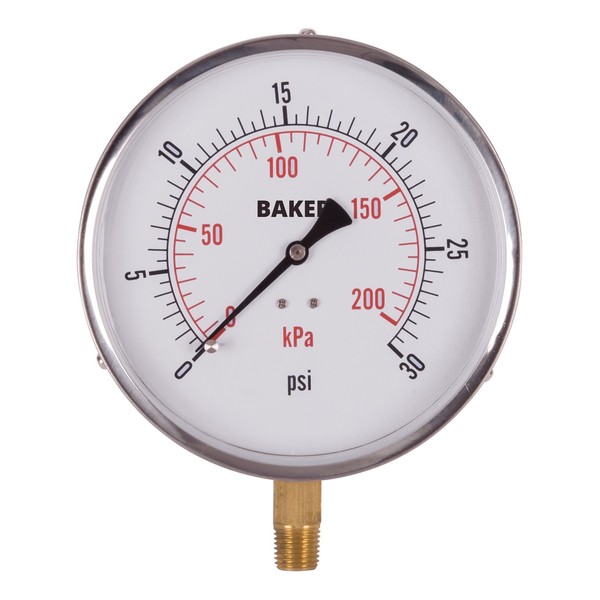 Baker Instruments 421AVND-30 Pressure Gauge, 0-30 PSI 421AVND-30